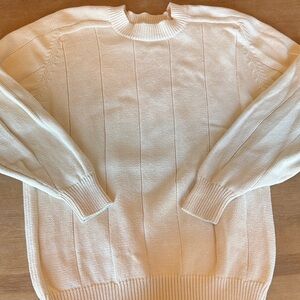 Men's Cream Chunky Crewneck Sweater 100% Cotton